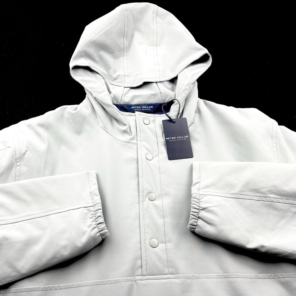 Peter Millar Men's Light Gray Hooded Raincoat